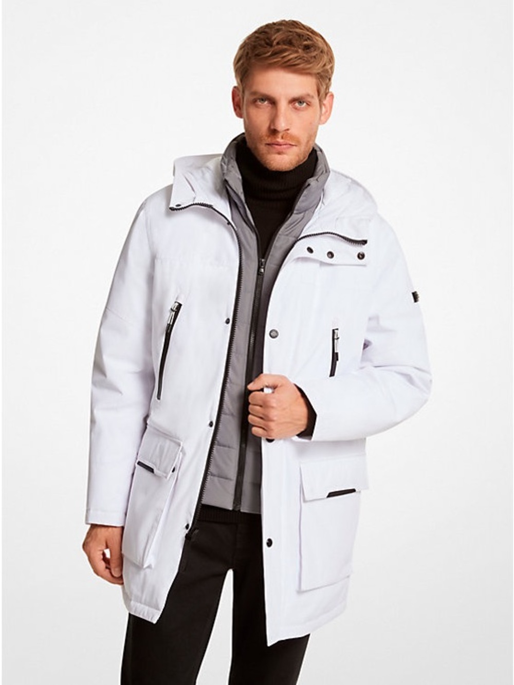 Michael Kors White & Gray Insulated Puffer Coat, Mens M, NWT
